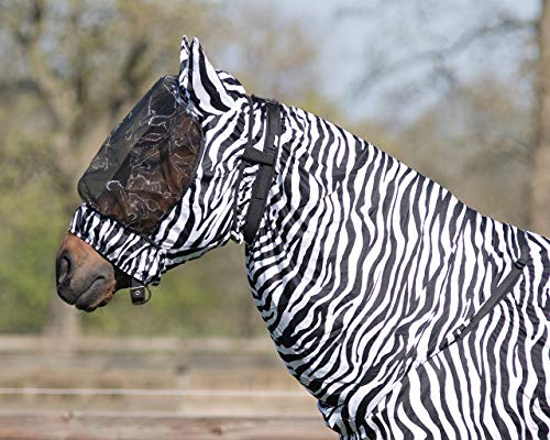 QHP Fliegen Ekzemer-Schutzmaske mit großem feinmaschigem Netz, Verschiedene Größen und Farben (M, Zebra) von QHP