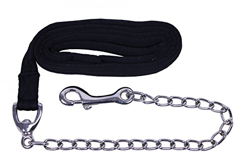 QHP Führleine mit Kette, 200 cm, 40 cm Kette, Karabiner, Handschlaufe (Schwarz) von QHP