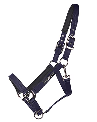 QHP Halfter Deluxe weich gepolstert 3-Fach verstellbar (Pony, Navy) von QHP