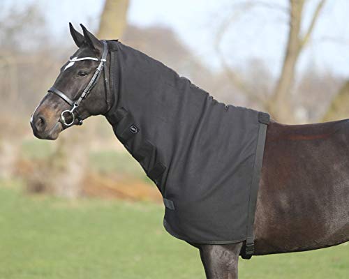 QHP Halsteil Fleece mit Klettverschlüssen + Gurt mit Schnappverschluss schwarz (M) von QHP