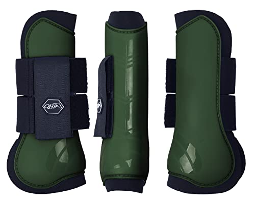 QHP Hartschalen-Gamaschen vorne innen Neopren Klettverschluss (Pony, deep Forest) von QHP