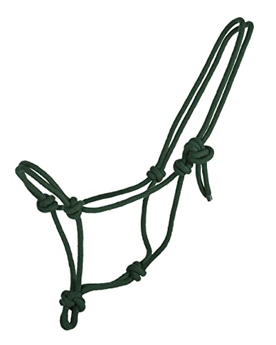 QHP Knotenhalfter Basic Seil 8 mm (Großes Warmblut, Dunkelgrün) von QHP