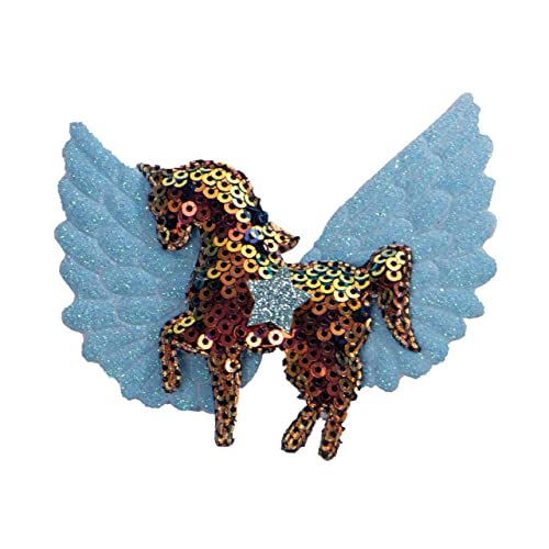 QHP Mähnenklemme Unicorn Bow (6st) Einhorn Pailletten (Regenbogen) von QHP