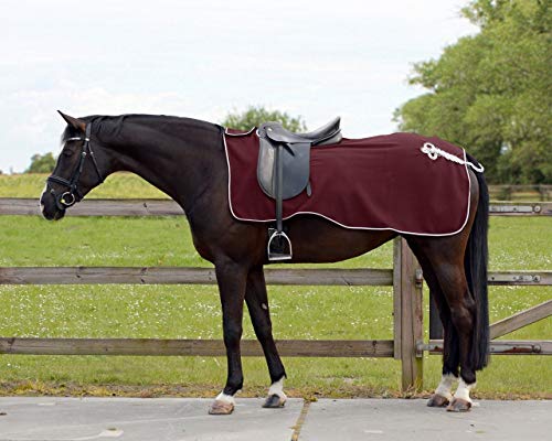 QHP Nierendecke Fleece-Ausreitdecke Ornament Fleecedecke Sattelausschnitt hinten mit Ornament in Silber ((XL, Bordeaux) von QHP