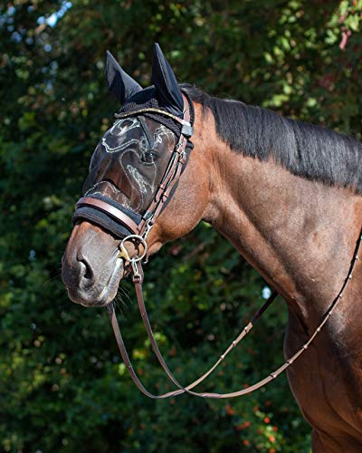 QHP Ohrenhaube mit Fliegenschutzmaske Klettverschluß elastische Ohren schwarz (Vollblut) von QHP