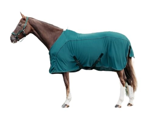 QHP Pferde-Decke Transportdecke Coolmesh Astana Widerristpolster (135 cm, dunkelgrün) von QHP
