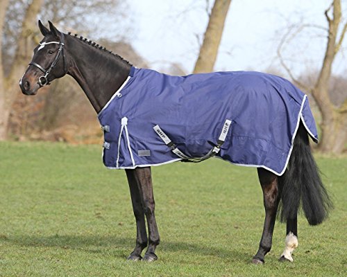 QHP Regendecke Tournout 600D mit 300g Füllung wasserdicht Gehfalt. Kreuzgurte (165 cm, Dunkelblau) von QHP