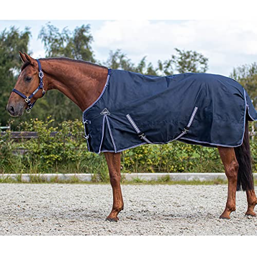 QHP Regendecke Turnout Luxus Fleecefutter (115 cm, Navy) von QHP