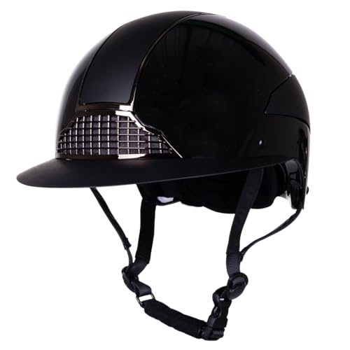 QHP Reithelm Miami Polo Visor Schwarz - 51-55 cm von QHP