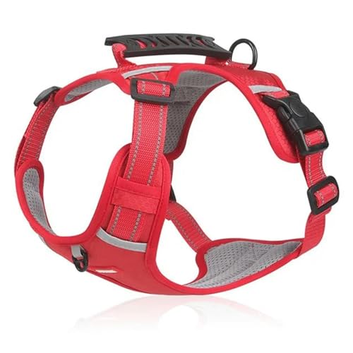 QIANDW Hundegeschirr, reflektierend, atmungsaktiv, verstellbar, Haustierweste für Outdoor-Spaziergänge, Rot, Größe XL für 30 - 45 kg von QIANDW