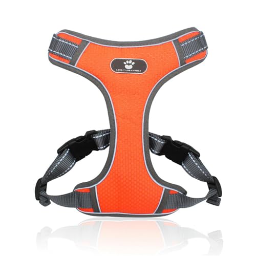 QIANDW Hundegeschirr, reflektierend, mittelgroße und große Hunde, Weste, Hundeleine, Haustiergeschirr, Oxford-Orange, Größe XL (27,5–45 kg) von QIANDW