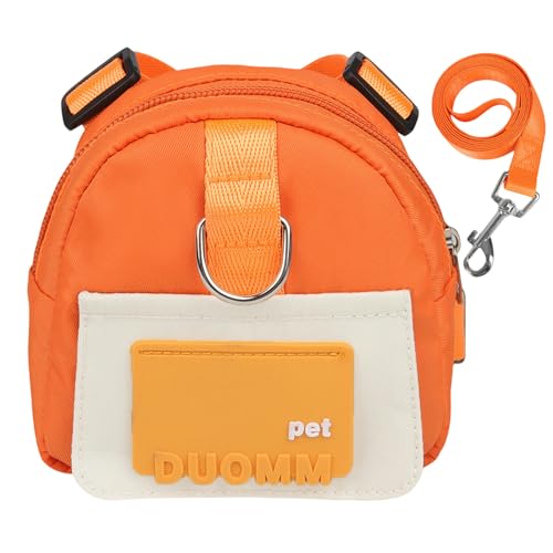 QIANDW Hunderucksack, Geschirr, Hundeweste, Rucksack, selbst-Rucksack, Cartoon-Hundeschultasche, Outdoor-Reise, Hund, kleine Schultasche, Orange, Größe S von QIANDW