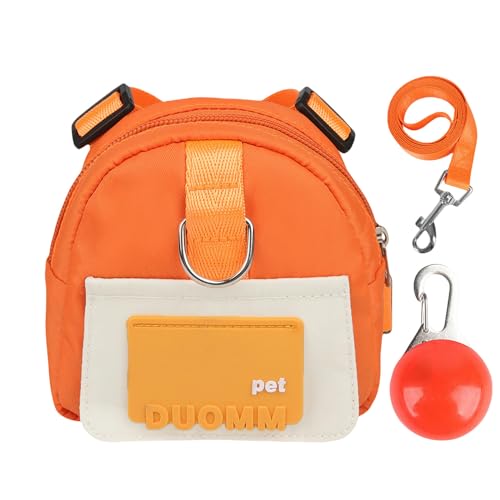 QIANDW Hunderucksack mit Geschirr, Hundeweste, Rucksack, Cartoon-Hundeschultasche, Outdoor-Reise, kleine Schultasche, Orange + LED-M von QIANDW