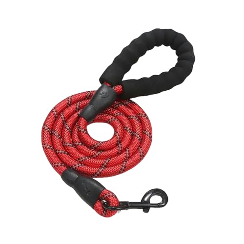 QIANDW Starke Hundeleine, reflektierend, für große Hunde, Training, Laufleine, mittelgroße und große Hundehalsband, starke Leine, Rot, 1,5 m von QIANDW