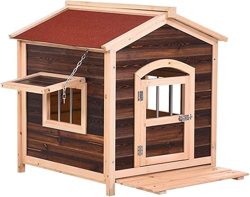 hundehütte Outdoor, Große Hundehütte for Den Außenbereich, Wasserabweisendes Tierheim Mit Fenstern, for Gartenterrasse, Tierheim Im Freien (Size : 75x68x76cm) von QIANMEI