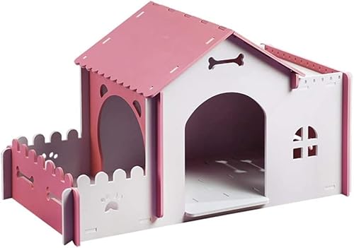 hundehütte Outdoor, Kleine Hundehütte for Den Innenbereich, Schrägdach Im Freien, Wasserdichter Kleiner Und Mittlerer Hundekäfig, Einfache Montage, Stabiles Welpenunterschlupf,Rosa (Size : 94x46x57c von QIANMEI