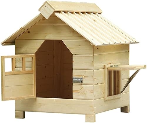 hundehütte Outdoor, Woodern Hundehütte for Den Außenbereich, Katzenhütte Aus Holz, Hundekäfig for Den Innenbereich, Kleine Mittelgroße Hundehütte, Wasserabweisender Tierheim Mit Fenstern, for Gartent von QIANMEI