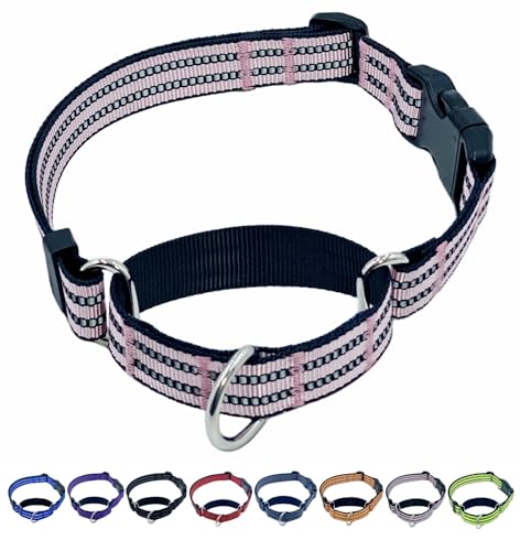 QICHENMAO Martingale Hundehalsbänder mit Schnellverschluss-Schnalle, strapazierfähiges Nylon, reflektierend, kein Ziehen, Spazierengehen, Trainingshalsband für große, mittelgroße und kleine Hunde von QICHENMAO