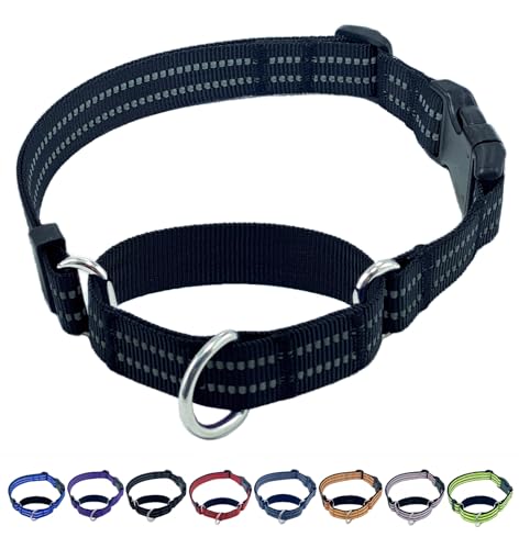 QICHENMAO Martingale Hundehalsbänder mit Schnellverschluss-Schnalle, strapazierfähiges Nylon, reflektierend, kein Ziehen, Spazierengehen, Trainingshalsband für große, mittelgroße und kleine Hunde von QICHENMAO