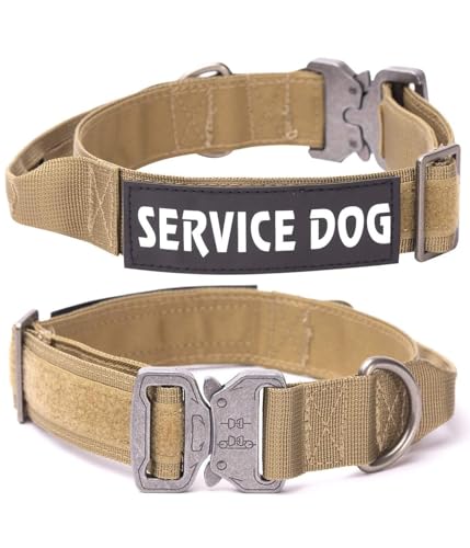 QIFBYFB Diensthundehalsband, taktisches Hundehalsband, robuste Metallschnalle, Militär-Hundehalsband mit Griff, L von QIFBYFB