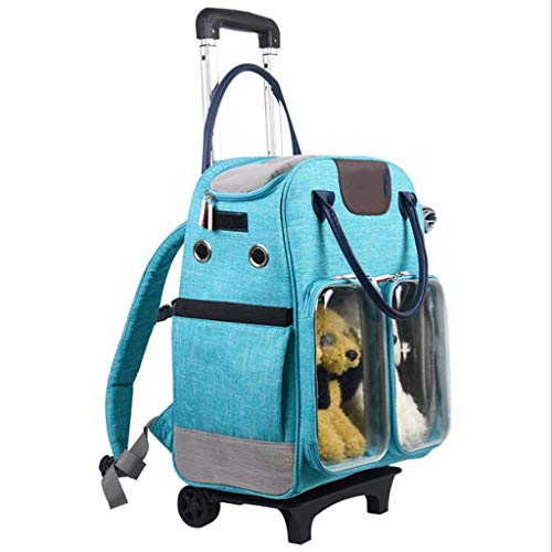 Hunderucksack Haustier Hund Katze Haustier-Rucksack im Freien Spielraum Breathtaschen Hund Adjustment Rucksack Sicherheitsnetztasche Hund Fahrrad Wandern Einkauf Supplies Hundetasche ( Color : Blue ) von QIFFIY