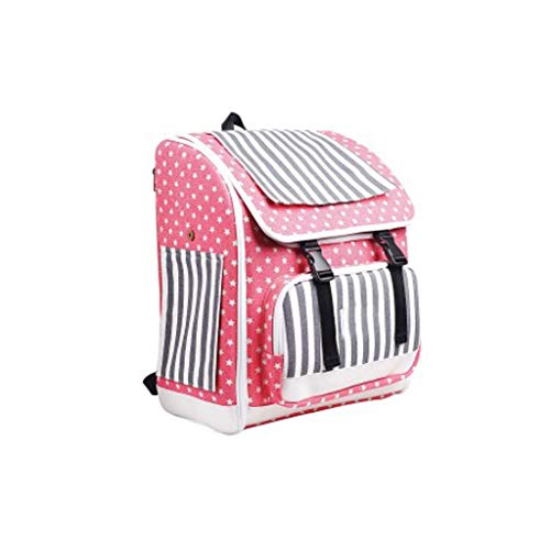 Hunderucksack Hundefördermaschine Rucksäcke Haustier-Katze-Hundewelpen-Fördermaschine-Beutel-Haustier im Freien doppelte Schulter vorne Rucksack tragbare Reise-Rucksack Hundetasche ( Color : Pink ) von QIFFIY