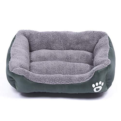 Katzenhaus Großes Haustier Katze Hundebett Warme gemütliche Hundehaus Weiche Fleece Nest Hundekörbe Hausmatte Herbst Winter Wasserdichte Zwinger Katzenhöhle ( Color : Dark-Green , Größe : Medium ) von QIFFIY