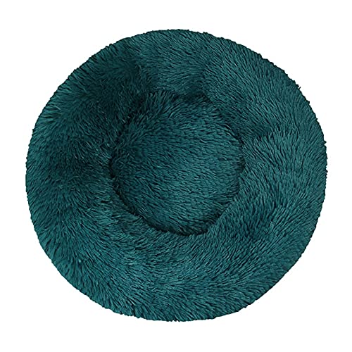 Katzenhaus Langer Plüsch Hund Bettkissen Große Hunde Bett Haus Haustier Rund Kissen Bett Tierkennel Super weiche Flauschige Bequeme for Katze Hundehaus Katzenhöhle ( Color : Green , Größe : L 70cm ) von QIFFIY