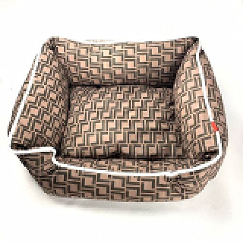 Katzenhaus Luxus Haustier Hund Bett Große und kleine Hunde Abnehmbare und waschbare warme Mode Kennel Französisch Bulldog Brief Druck Tier Bett Katzenhöhle ( Color : Deep coffee , Größe : L only bed ) von QIFFIY