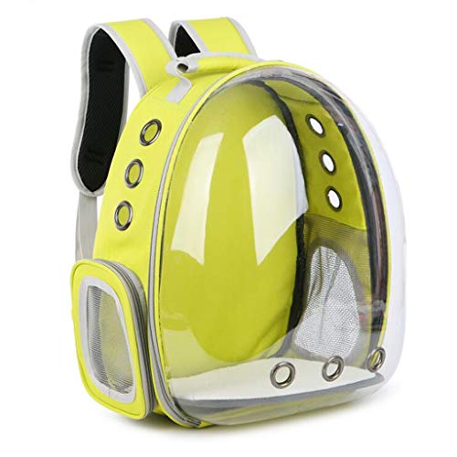 QIFFIY Hunderucksack Haustier-Rucksack Breathable bewegliche Haustier-Tragetasche im Freien Spielraum Welpen-Katze-Beutel Transparent Raum Haustier-Rucksack-Kapsel Hundetasche (Color : Yellow) von QIFFIY