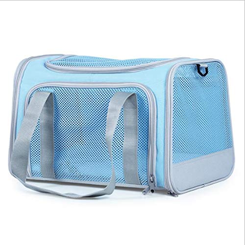 QIFFIY Hunderucksack Haustier-Rucksack Messenger Tragetaschen Cat Hund Träger Outgoing Reisepakete Breathable Haustier-Handtasche Hundetasche (Color : Blue, Größe : Large) von QIFFIY