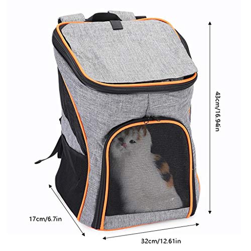 Hunderucksack Haustier-Rucksack Pet Bag Travel Out Tragetasche Faltbare Katze Hund atmungsaktiv Rucksack-Hundefördermaschine-Rucksack-Zubehör Hundetasche (Color : Grau) von QIFFIY