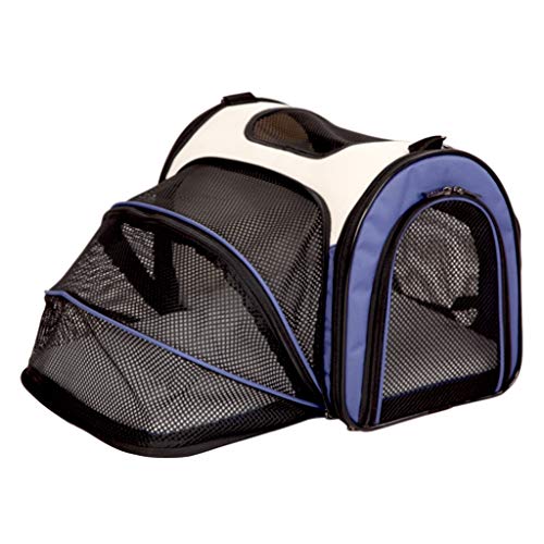 Hunderucksack Haustier-Rucksack erweiterbar mit atmungsaktivem Mesh for kleine Hunde Katzen Welpen, for das Wandern Reisen Camping im Freien Hundetasche (Color : Blue, Größe : Medium) von QIFFIY