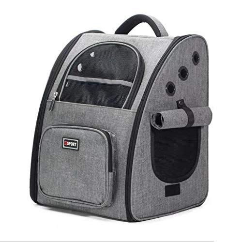 QIFFIY Hunderucksack Hundetasche Haustier-Rucksack Breathable Hunderucksack großen Kapazitäts-Katze Tragetasche bewegliche im Freien Reisekäfig for Haustiere Hundetasche (Color : Dark Gray) von QIFFIY