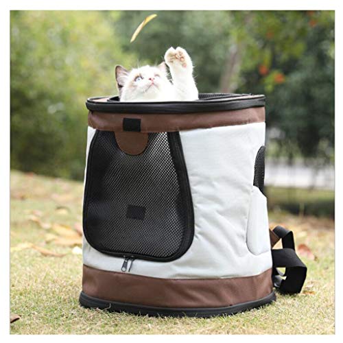 QIFFIY Hunderucksack Outdoor Pet Rucksack Hund Tragetasche Haustier Hund Vordertasche New Out-Doppelt-Schulter-beweglichen Spielraum-Rucksack-Mesh-Rucksack Kopf Hundetasche (Color : Brown) von QIFFIY