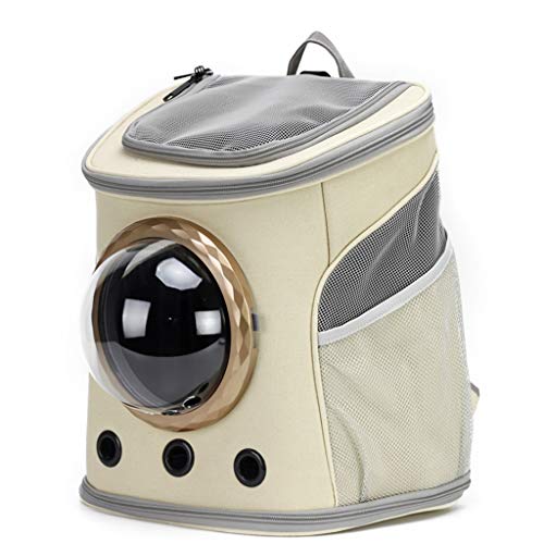 QIFFIY Hunderucksack Qualitäts-Fenster Breathraumkapsel Astronaut Blase Reisetasche Transport Tragen Kleine Hund Katze Träger Haustier-Rucksack Hundetasche (Color : Khaki, Größe : A) von QIFFIY