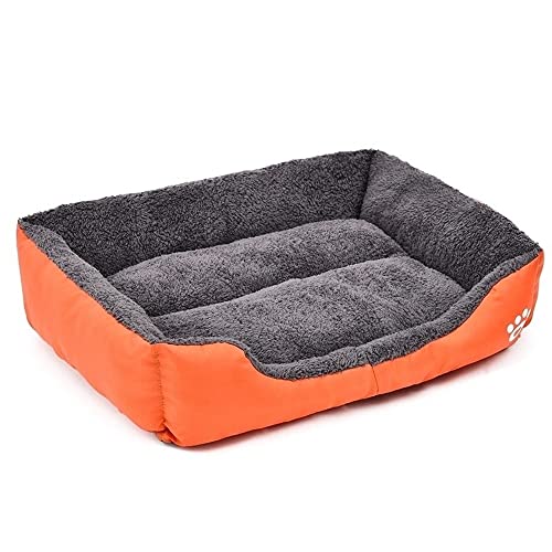 QIFFIY Katzenhaus Großes Haustier Katze Hundebett Warme gemütliche Hundehaus Weiche Fleece Nest Hundekörbe Hausmatte Herbst Winter wasserdichte Zwinger Katzenhöhle (Color : Orange, Größe : Large) von QIFFIY