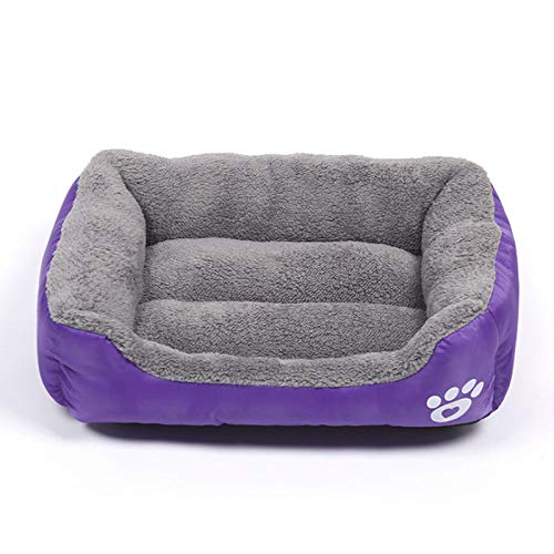 QIFFIY Katzenhaus Großes Haustier Katze Hundebett Warme gemütliche Hundehaus Weiche Fleece Nest Hundekörbe Hausmatte Herbst Winter wasserdichte Zwinger Katzenhöhle (Color : Purple, Größe : Large) von QIFFIY