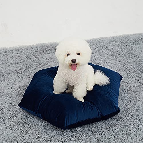 QIFFIY Katzenhaus Haustier Hund Bett Weiche Winterkatze Matte Welpenhaus for kleine mittlere Hund Warme Beste Samt Nest Sofa Katzenhöhle (Color : Blue mat, Größe : Large) von QIFFIY