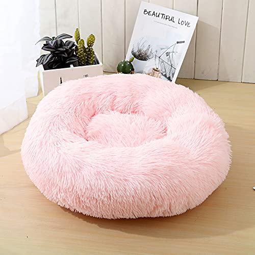 QIFFIY Katzenhaus Hundebett Sofa Welpen Kissen Matte for Katzen Haus Super weiche Haustier Zwinger Waschbare Runde Plüsch Flauschige Warme Schlafsack Katze Donut Katzenhöhle von QIFFIY