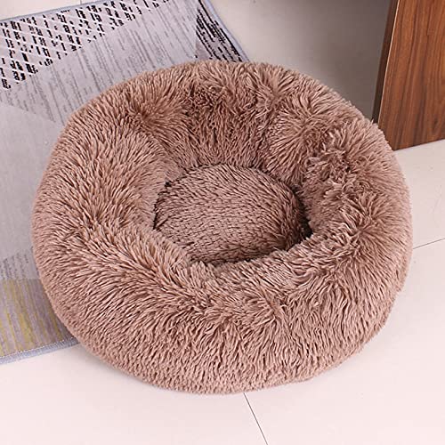 QIFFIY Katzenhaus Hundebett Sofa Welpen Kissen Matte for Katzen Haus Super weiche Haustier Zwinger Waschbare Runde Plüsch Flauschige Warme Schlafsack Katze Donut Katzenhöhle von QIFFIY