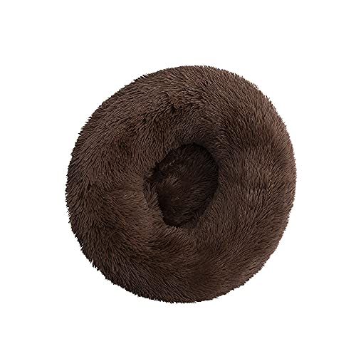 QIFFIY Katzenhaus Hundebetten Haus-Sofa Runde Plüsch-Matte for Small Medium Hunde Große Labradors Cat House-Haustier-Bett Katzenhöhle (Color : Darkcoffee, Größe : 80cm) von QIFFIY