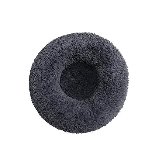 QIFFIY Katzenhaus Hundebetten Haus-Sofa Runde Plüsch-Matte for Small Medium Hunde Große Labradors Cat House-Haustier-Bett Katzenhöhle (Color : Darkgray, Größe : 80cm) von QIFFIY