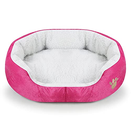 QIFFIY Katzenhaus Hundebetten for große Hunde Kaschmire Erwärmung Haustier Hund Bett Sofa Liege Katze Nestkörbe Plüsch Kennel Bett Komfortable Haustierbedarf Katzenhöhle (Color : Pink) von QIFFIY