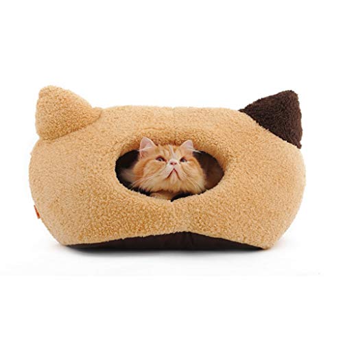 QIFFIY Katzenhaus Kreative Katze-Ohr-Bett-Haustier-Bett Compatible with Pet Cat Cave Bett Removable Kissen, Wasserdicht Cat Hundebett reizendsten Pet House-Geschenk Katzenhöhle (Color : Orange) von QIFFIY