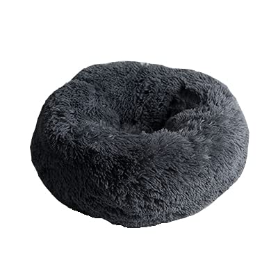 QIFFIY Katzenhaus Super weiche Haustier Bett Kennel Hund Runde Katze Winter Warme Schlafsack Lange Plüsch Große Welpen Kissenmatte Tragbare Katze Zubehör Katzenhöhle (Color : Grey, Größe : 70cm) von QIFFIY