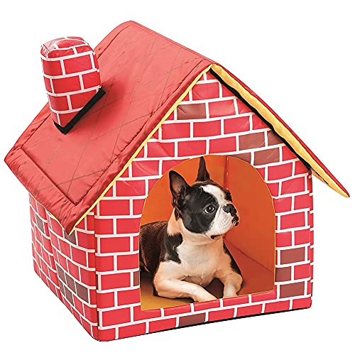 QIFFIY Katzenhaus Tragbares Haustierhaus Rot Backstein warmes Bett Haus Plüsch gemütlich Hundekatze Nestbett Bett Sofa warm Schlaf Bett Kennel Home Zubehör Katzenhöhle (Größe : A) von QIFFIY