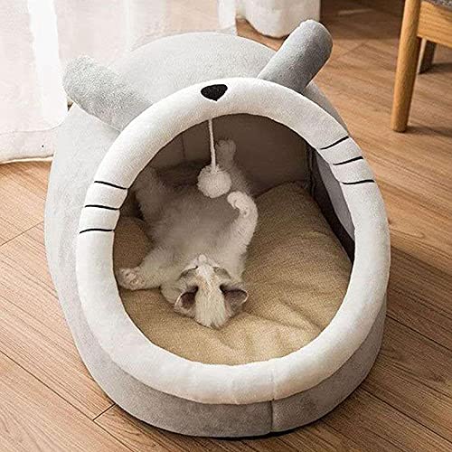 QIFFIY Katzenhaus Warme Katzenbett Niedliche Katzen Haus Kätzchen Liege Kissen for kleine Haustier Schlafzelt Waschbare Katzen Schlafsack Weiche Hunde Korb Cave Katzenhöhle von QIFFIY