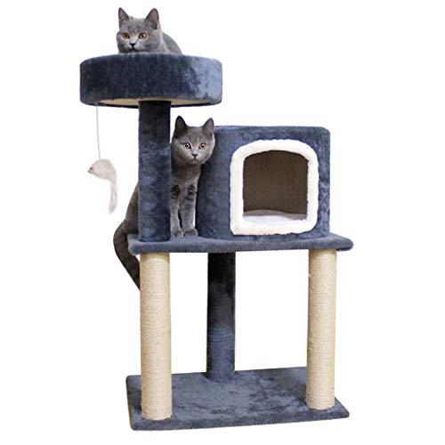 QIFFIY Kratzbaum Kleiner Kratzbaum Cat Wohnung Katze Klettergerüst Hanf-Seil-Katze-Sänfte Katze Springen Katze Villa Katzenspielzeug Cat Turm Katzenbaum (Color : Grau) von QIFFIY