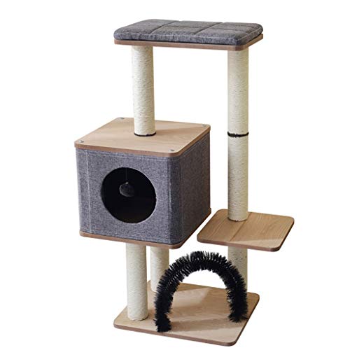 QIFFIY Kratzbaum Kratzbaum Cat House Cat Turm Katze Eigentumswohnungen mit Sisal Pole Cat Nest Cat Klettergerüst Cat Spiel Freizeit Platz Katzenbaum (Color : Grau) von QIFFIY